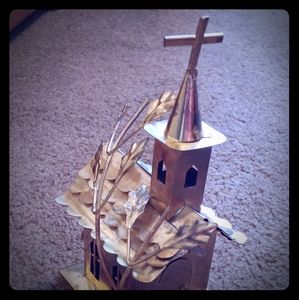 Gold iron music box church house